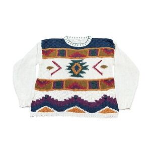 Allison Britney Vintage Sweater Women's Medium Aztec‎ Embroidery Grandma Core